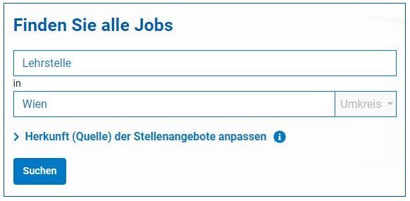 Suchmaske im Tool alle jobs